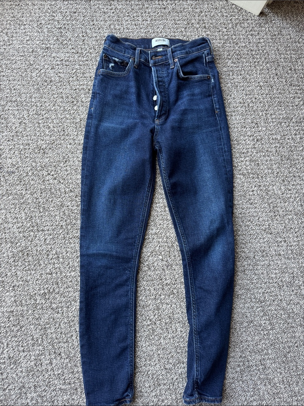 Agolde Dark Indigo High-Rise Skinny Jeans